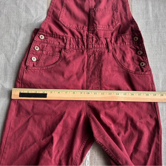 We the Free Ziggy Denim Overalls Size Small Maroon Banner Retro Slouchy - Picture 6 of 11